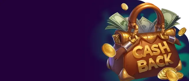 Banner cashback săptămânal Spinmama Casino cu geantă aurie plină de bani